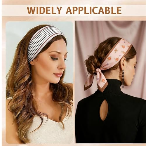 CHLINS 4PCS Satin Head Scarf for Women, Neck Hair Purse Handbag Accessory Fashion Versatile Thin Long Strip Scarf - color: Brown