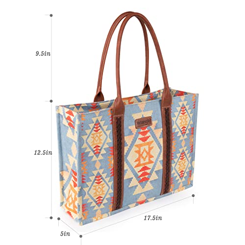 Wrangler Tote Bag for Women Western Purse and Aztec Satchel Handbag - color: Angel Blue