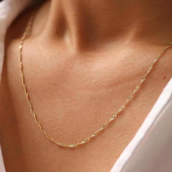 Elegance 11 designs Gold Plated Thin Chain Layered Necklaces For Women Non Tarnish,18k Gold Plated Stainless Steel Dainty Waterproof Gold Necklace Set Stack For Women Gifts Jewelry - color: Gold Necklace1801