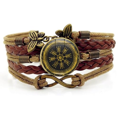 Viking Compass Protect Bracelet for Women Turquoise Charm Bracelets Viking Norse Jewelry for Women - color: B