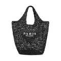 POOOPSSD New Woven Bag, Straw Mesh Tote Bag, Beach, Shoulder Bag, Hobo Women, Foldable Large Capacity, for Holiday. - color: Black