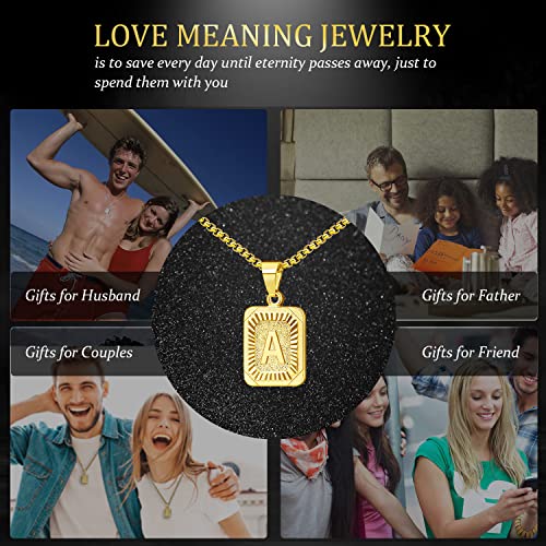 JSJOY Graduation Gifts 2026 Gold Initial Necklaces for Women Men Gold Letter Necklaces 26 Capital A-Z Letter Pendant Necklaces for Women Square Monogram Necklace for Her Initial Necklaces - color: Gold Letter V