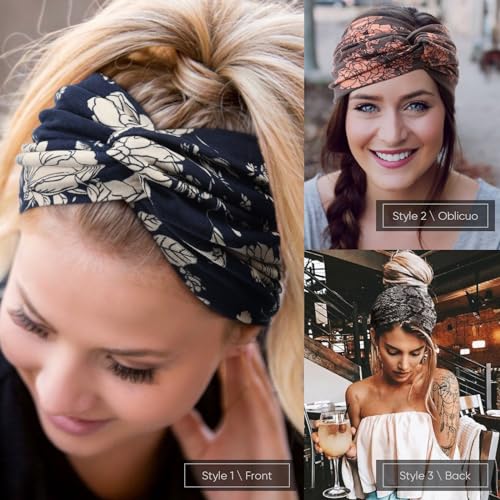 DRESHOW 8 Pack Headbands for Women Yoga Knotted Headbands Elastic Criss Cross Hair Accessories Sports Head Wrap Non Slip - color: 08 Pcs: Printed Turbans Ea