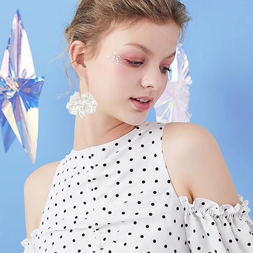 Exaggerated Bohemian Resin Rose Flower Petal Dangle Drop Earrings Long Acrylic Tiered Floral Tassel Earring for Women - color: Colorful