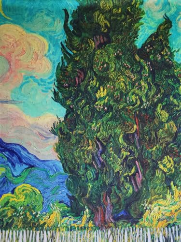 VENVSBEE Reversible Scarf Soft Large Shawl Wrap Blanket Double Sided Art Print Warm Pashmina Stoles Klimt Van Gogh Gifts - color: Art 34