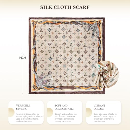 Head Scarf for Women Hair - 2 Pack 35" Square Satin Scarf, Silk Hair Scarf for Women Head Wrap for Sleeping - color: Dusty Pink & Coffee Brown