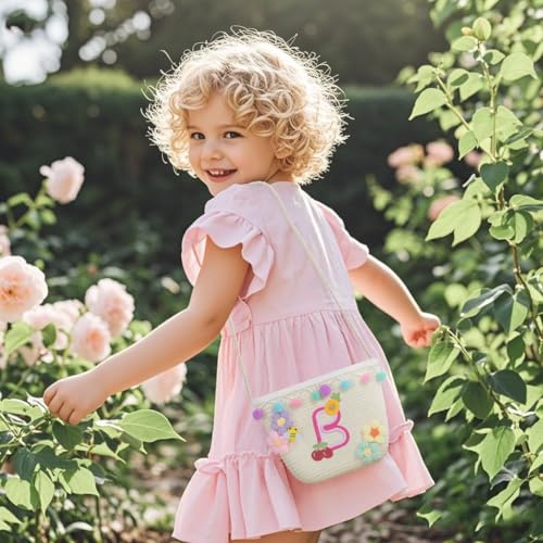 Letter Small Woven Straw Summer Beach Tote Bag for Women 2025,Woven Straw Beach Purse Shoulder Crossbody Bag for Women 2025 - color: White B