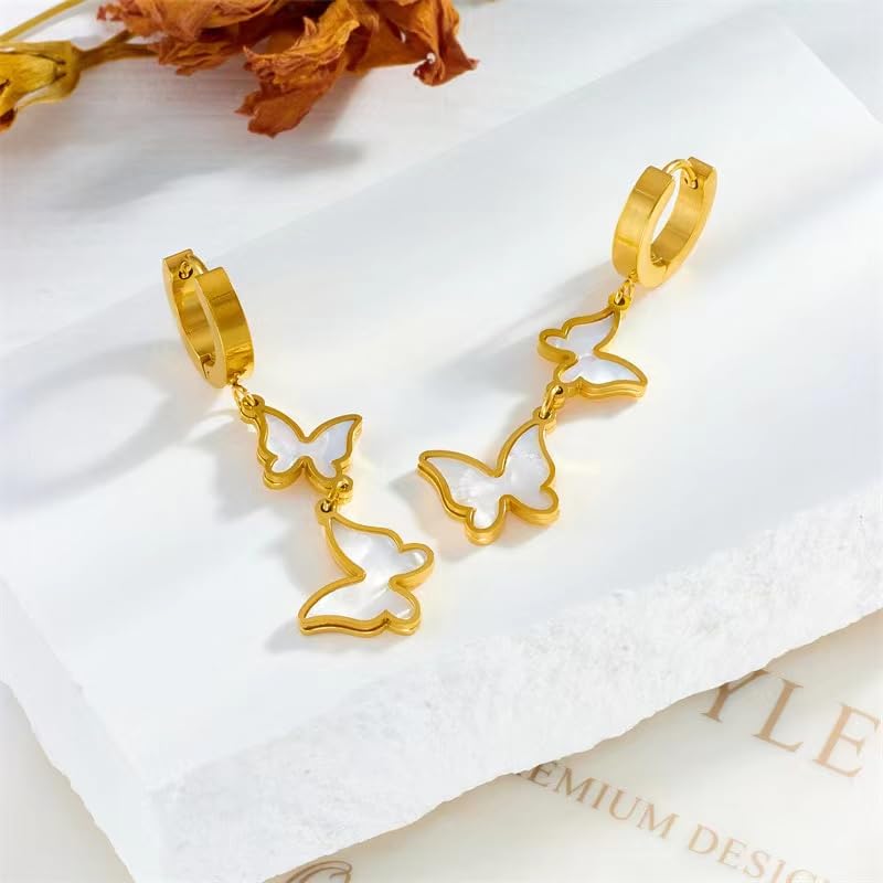 Silver/Gold Boho Dangle Statement Earrings for Women Trendy,Handmade Vintage Dainty Cute Long Drop Summer Earrings,fashion Accessories Jewelry Gifts - color: A26 Butterfly Gold Dangle