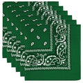 6 Pack Pure Cotton Bandana, Multi-Purpose Square Handkerchief, Face Mask headband for Men and Women - color: Green