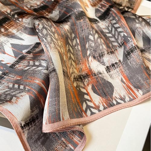Aufeel Women's 100% Pure Mulberry Silk Small Square Scarf - Neckerchief Women - Silk Headscarf - 21" x 21" - color: Brown1