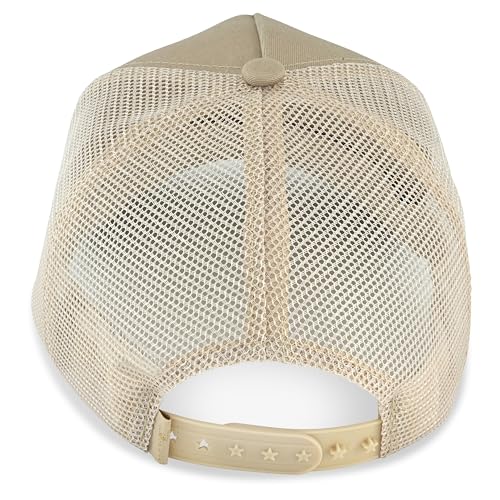 VINTAGE HAVANA Trucker Hats Women | Mesh Adjustable Snapback Hat | Men & Women Cute Trendy Fashion Baseball Cap - color: Khaki/Washed Gold