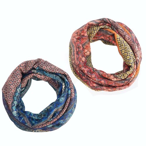 Women's Slouchy Beanie Cap Chemo Headwear Hats Scarf - color: D - Blue Orange