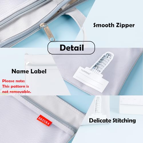 Mesh Zipper Pouch 11x13.7 in, A4 Double Pocket Waterproof File Bag with Handle, Document Storage for School/Travel/Office/Cross Stitch/Puzzle (Gray) - color: Gray