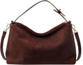 Women Slouchy Suede Satchels Shoulder Bag Faux Suede Hobo Bags Crossbody Phone Purse Top-Handle Tote Handbag Purse - color: Coffee
