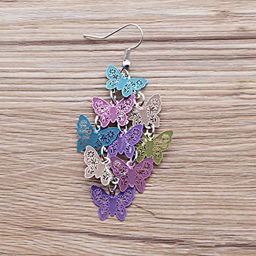 Nine Piece Butterfly Earrings Mix Color Bohemia Style Long Drop Dangle Hook Earrings Lightweight Fashion Style Butterfly Earrings Holiday Gifts Jewelry for Women - color: Colorful