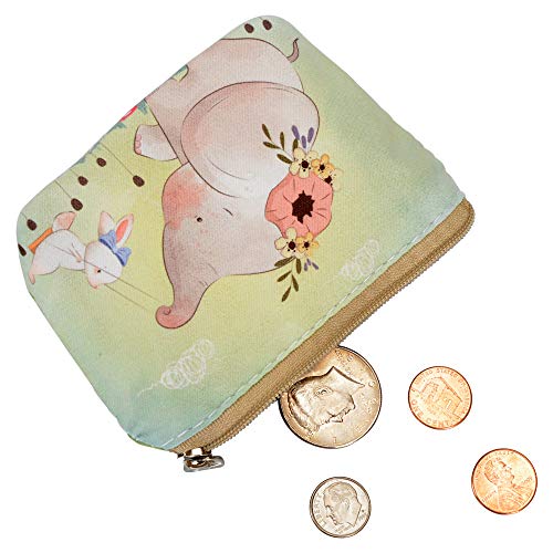 Women and Girls Cute Fashion Coin Purse Wallet Bag Change Pouch Key Holder - color: Elephant and Rabbit