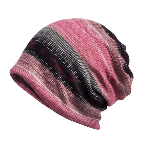 Chemo Headwear for Women Soft Cotton Slouchy Beanie Hat Scarf for Cancer Care - color: Hot Pink