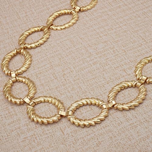 Women's Chain Belt Metal Waist Belt Chunky Belly Link Belt - color: Circle Gold, size: S: 41.3 in