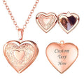 U7 Women Locket Necklace Platinum 14K Gold Photo Lockets that Hold Picture,Chain 20 Inch Personalized Gift Custom Love Heart Image Necklaces - color: 01# Rose Gold Heart