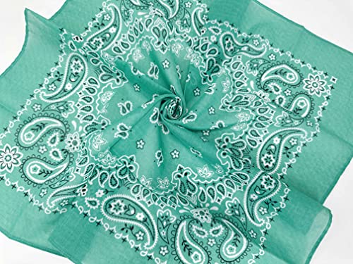 Single Pack Bandanas 60s Premium Cotton Soft Thin Handfeel Large Handkerchief for Men and Women - color: 1 Pack-dark Green