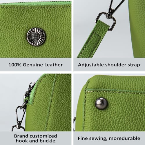 Genuine Leather Small Crossbody Bags for Women | Lightweight Shoulder Purse, Designer Handbag with Adjustable Strap, Casual Travel Everyday Bag - color: Green-new