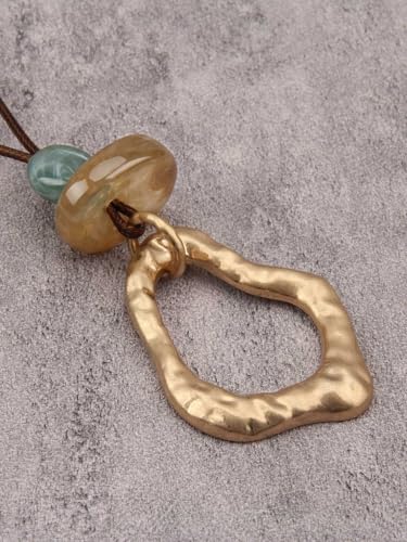 Jeilwiy Leather Necklace for Women Funky Necklace Choker String Cord Necklace with Pendant Boho Style Jewelry - style: Irregular Pendant Necklaces