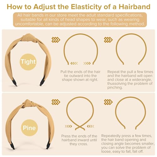 DiyJibb Headbands for Women Girls - 6PCS Stylish Top Knotted Headbands - Knotted Headband for Women - Head Bands Wide Hairband Hair Accessories - color: pink，yellow，white，red，black，light pin