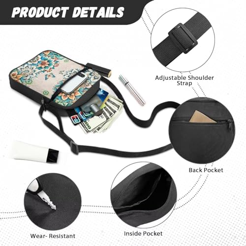 Womens Crossbody Bag Cell Phone Purse Wallet Small Shoulder Handbag for Workout Travel Gym - color: Butterfly Floral