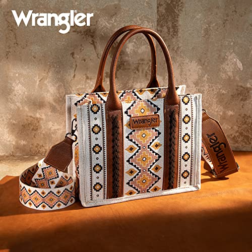 Wrangler Tote Bag for Women Western Purse and Aztec Satchel Handbag - color: Angel White M