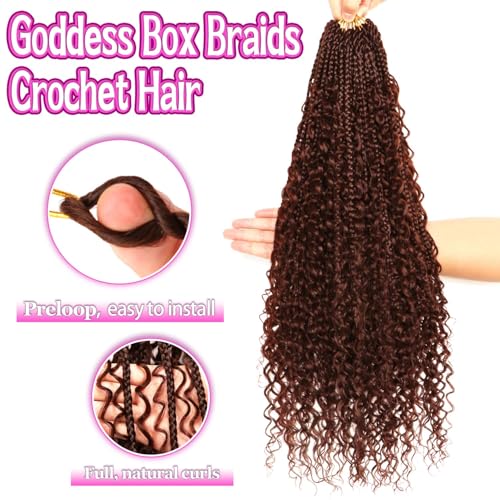 Goddess Boho Box Braids Crochet Hair-8 Packs 24 Inch Crochet Box Braids for Black Women Pre Looped (#4, 24 Inch (Pack of 8)) - color: #4, size: 24 Inch (Pack of 8)