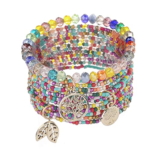 6 sets Bohemian Multilayer tassels bracelet Handmade Wrap Bracelets Bangle Jewelry Bracelets for Women - color: JA6-4