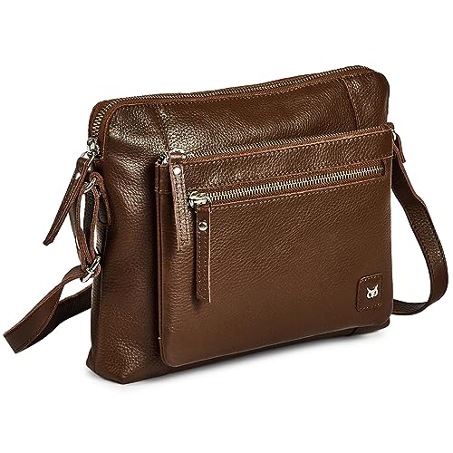Leather Crossbody Bags for Women Small Soft Genuine Pebbled Sling Shoulder Handbag Crossover Purse with Full Adjustable Strap (Chocolate Nappa) - color: Chocolate Nappa