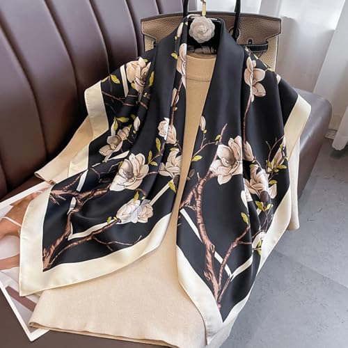 K-Elewon Large Square Scarf 43" Silk Scarf Fashion Scarves Silk Feeling Hair Wrapping Scarfs Night Sleeping Headscarf - color: Vb25
