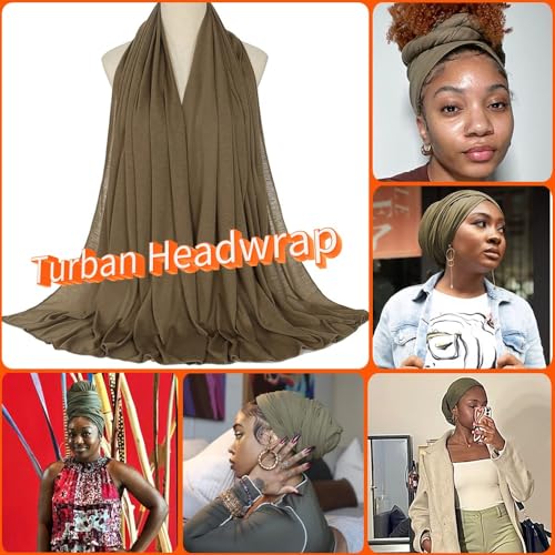 Nonbongoy Head Wraps for Black Women Stretch Headwraps Large Hair Wraps Hijab Scarves for Muslim Head Scarf Turban Headbands - color: 1-army Green(new) Headwrap