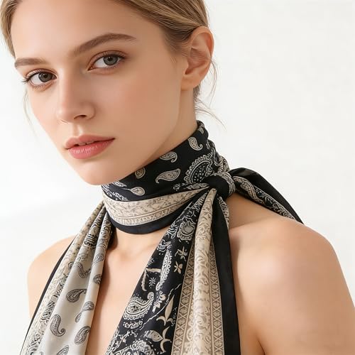 Silk Scarf Mulberry Silk Fashion Scarves Long Lightweight Shawl Wrap … - color: W16