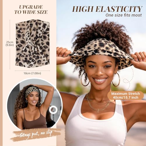 Awumbuk Wide Headbands for Women, 7.08 Inch Thick Boho Turban Style Hair Wraps, Non-Slip Moisture-Wicking Workout Headband for Sports, Yoga, Daily Fashion, 8 Pack Multi Colors (Military green) - color: Military green