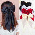 Hair Bows 4 PCS, Hair Bows for Women, Hair Ribbons, Oversized Long-tail Cute Aesthetic Hair Accessories, Large Hair Barrettes for Women, Bows for Girls (Wine red, off white, black, white)
