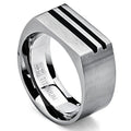 Metal Masters Men's Bold Titanium Pinky Ring Bands with Resin Inlay, Brushed Finish Comfort Fit 10mm Wide