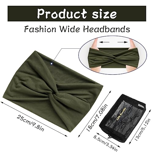 S&N Remille Wide Headbands for Women, Large Hairband, Elastic Non-Slip Headband Twist Knotted Accessories, Yoga Workout Vintage Hair 3 Pack (Colour-7) - color: Colour-7