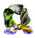 MEISEE 100% Pure Mulberry Silk Scarf 21" Square Scarf Neckerchief Headscarf Breathable Lightweight for Women Gift Packed - color: M3 Green+purple