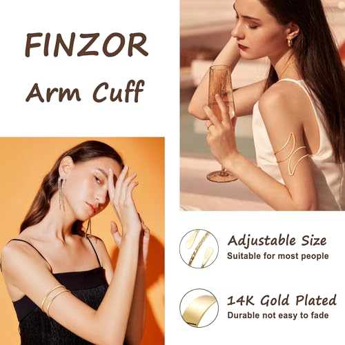 Arm Cuff Bracelet for Women Arm Layered Cuff Bangles Adjustable Coil Swirl Armlet ArmBand Stackable - style: 8 Sets Gold