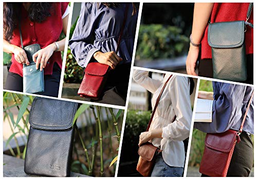 befen Genuine Leather Small Crossbody Bags for Women Cell Phone Bag Cross Body Purses,Silver Zipper - color: Hunter Green