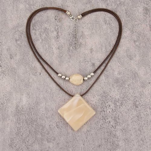 GelConnie Boho Necklaces for Women Cowgirl Necklace Stone Leather Cord Pendant Necklaces With Beads Long vintage Layered Choker Necklace - style: Leather Choker Necklace