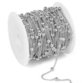 33 Feet Stainless Steel Satellite Chains Roll, 2mm 304 Stainless Steel Ball Beaded Flat Twisted Links Curb Chains Spool Bulk for Jewelry Making DIY Craft - color: Stainless Steel Big Beads Satellite Curb Chain