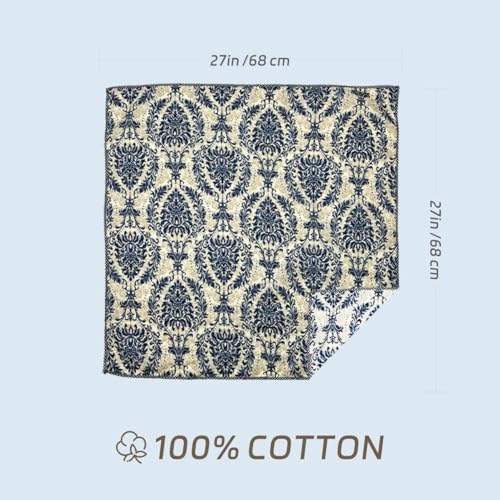 Cotton Bandana,Large Bandanas for Women,Head Coverings for Women,Head Scarf Handkerchief, Square Headband 27" x 27" - color: 27-02-totem-blue