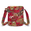 OPQRSTU Women's Retro Small Size Canvas Shoulder Bag Hippie Boho Crossbody Handbag - color: Red Windmill