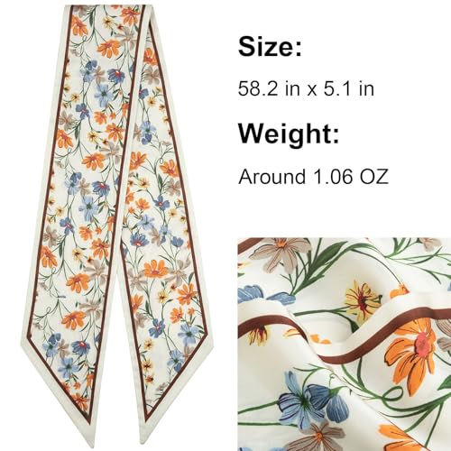 RIIQIICHY Hair Scarf for Women Like Silk Scarves Headband Neck Scarfs Twilly Purse Accessories - color: C001