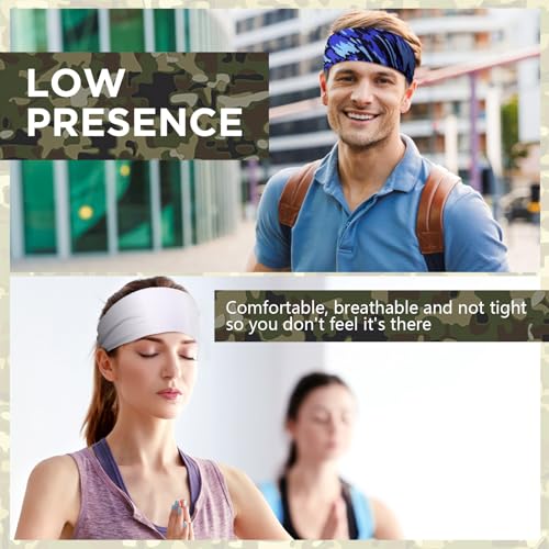 18 Pcs Sports Sweatbands for Men Women Camo Headbands Workout Non Slip Headbands Breathable Head Band Fitness Stretchy Unisex Hairband for Yoga Running Cycling Ball - color: Retro Colors