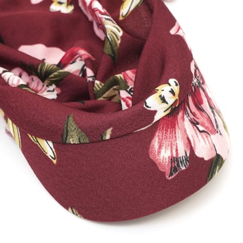 XYIYI Chemo Headwear for Womens Cancer Patients, Head Scarf Chemotherapy Headwraps Hat - color: Wine Red Flowers