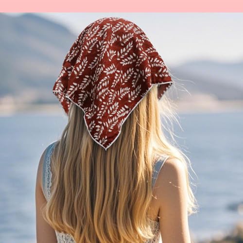 Bandanas for Women Men 21"x21" Floral Headband Scarf Versatile Hair Bandana Square Head Scarf - color: Terracotta Floral